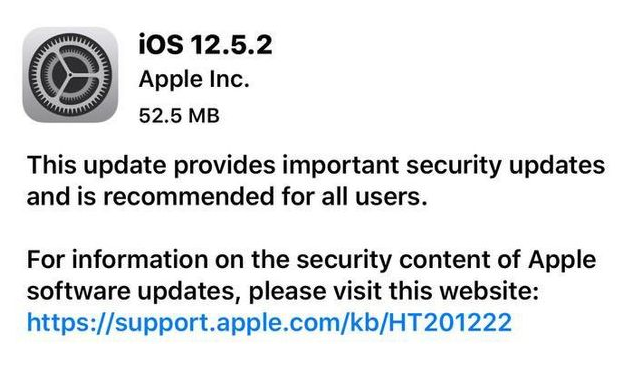 开远苹果手机维修分享iOS12.5.2发布，建议所有老苹果用户安装 
